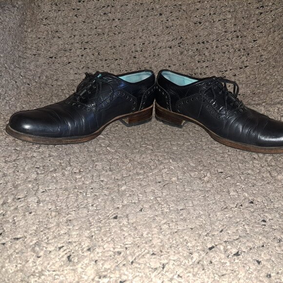 JOHN FLUEVOG-837 Granville-Black Leather Brogue Oxford-Sz 8-Very Good-Resoled - Picture 4 of 9
